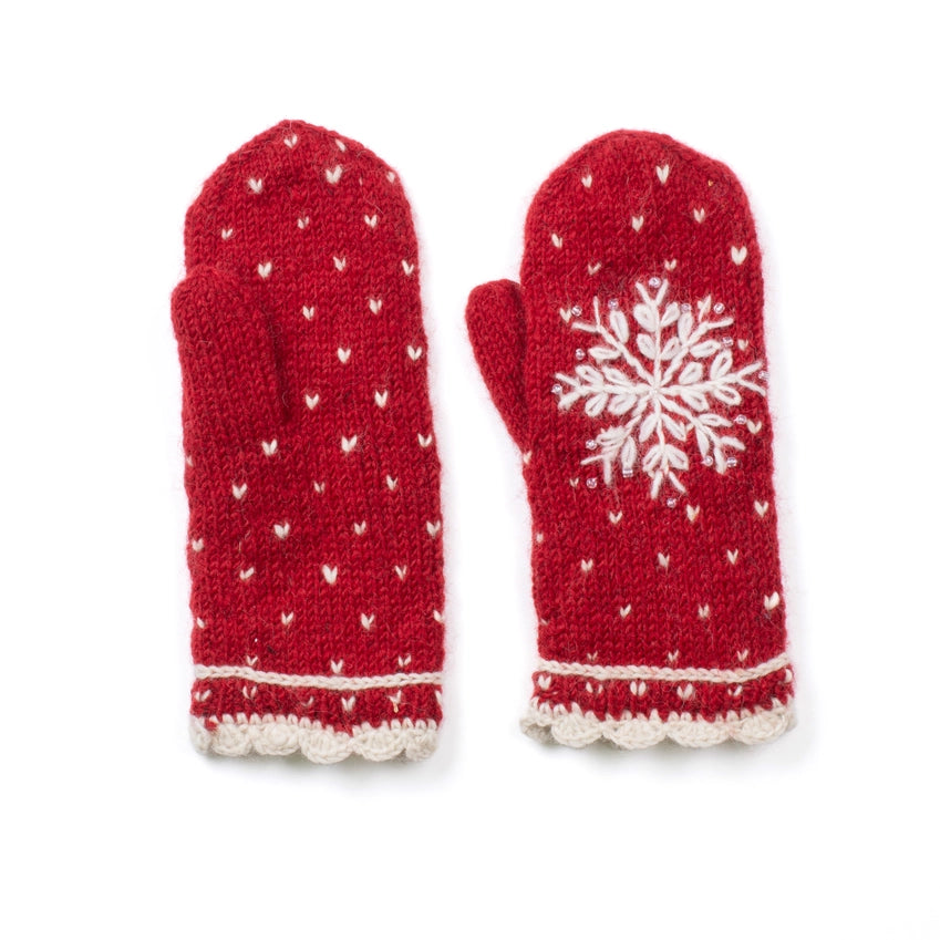 Lost Horizons Anoushka Snowflake Mittens  -  Rouge