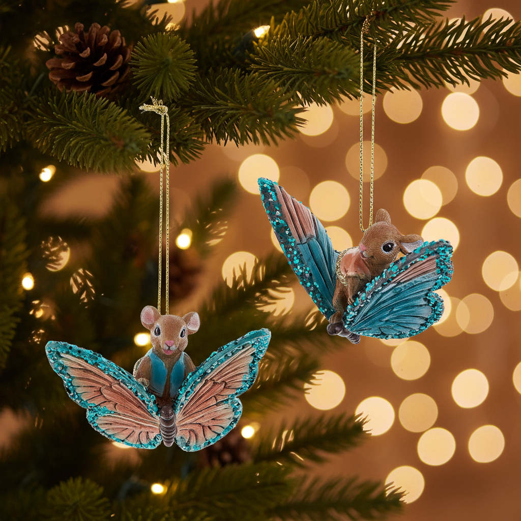 Kurt Adler Mouse on Butterfly Ornament E1085