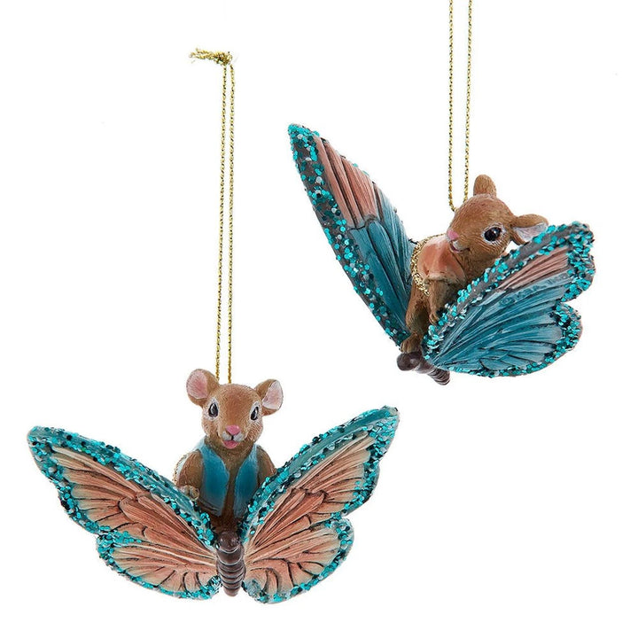 Kurt Adler Mouse on Butterfly Ornament E1085