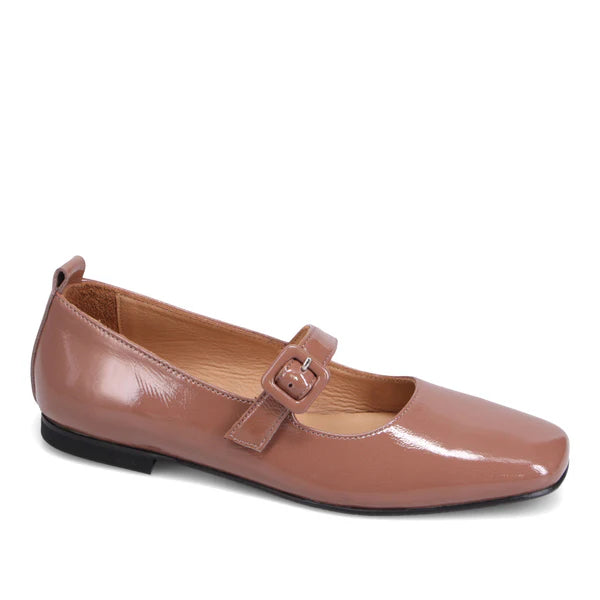 Bueno Eliana Mary Jane Flat  -  Taupe Patent