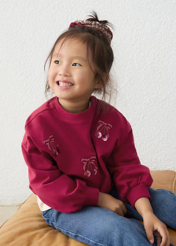 Mayoral Girls Embellished Pullover   4405-74   Cherry