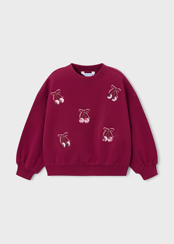 Mayoral Girls Embellished Pullover   4405-74   Cherry