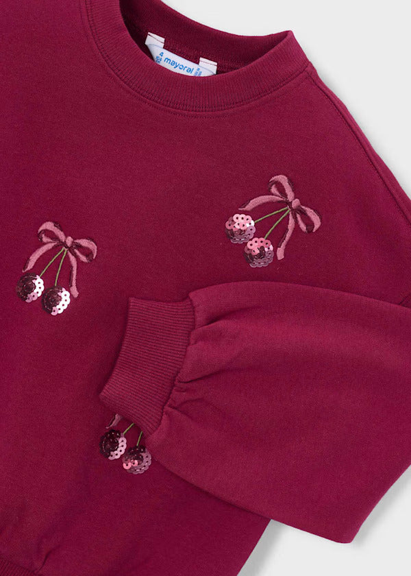 Mayoral Girls Embellished Pullover   4405-74   Cherry