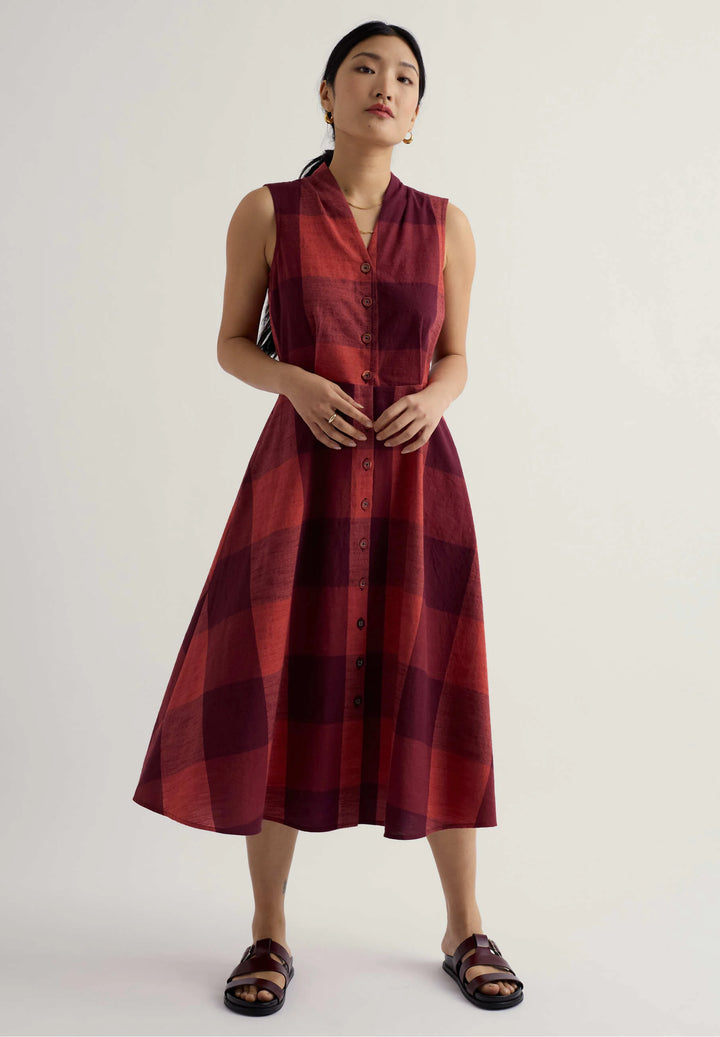 Seasalt Sleeveless Carved Wood Dress  -  Lavandin Umber