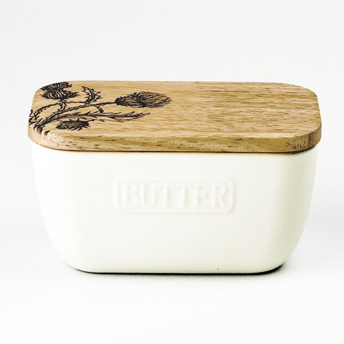 Selbrae White Butter Dish  -  Thistle Trio