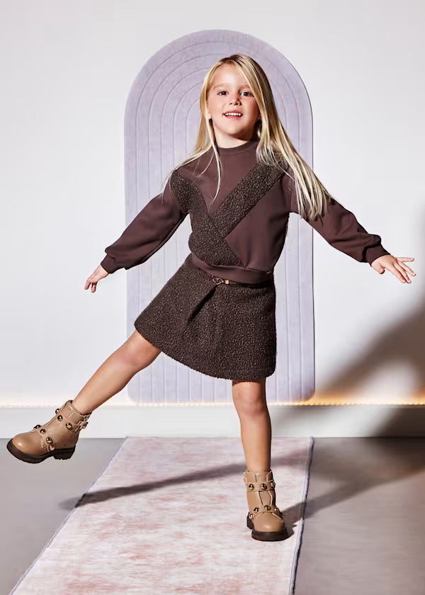 Abel & Lula Girl Faux Sherling Skirt   5526-7   Topo