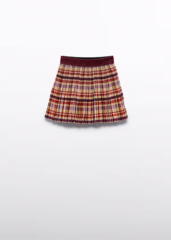 Abel & Lula Girls Plaid Pleated Skirt   5522-9   Paprika