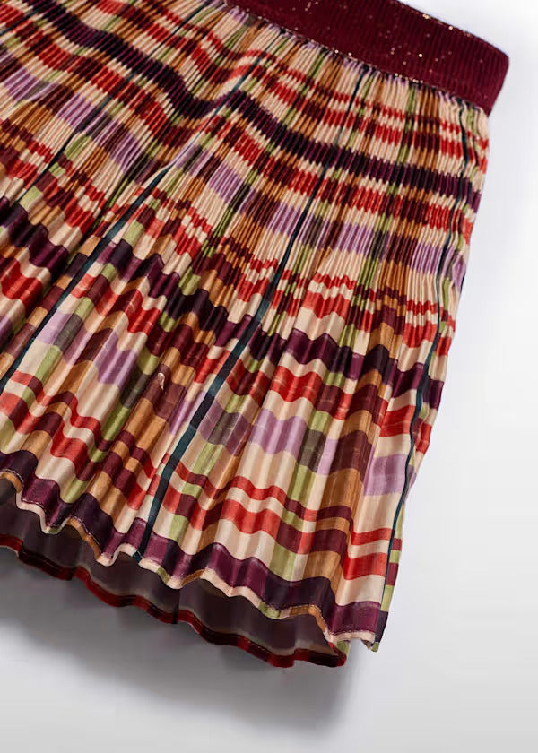 Abel & Lula Girls Plaid Pleated Skirt   5522-9   Paprika