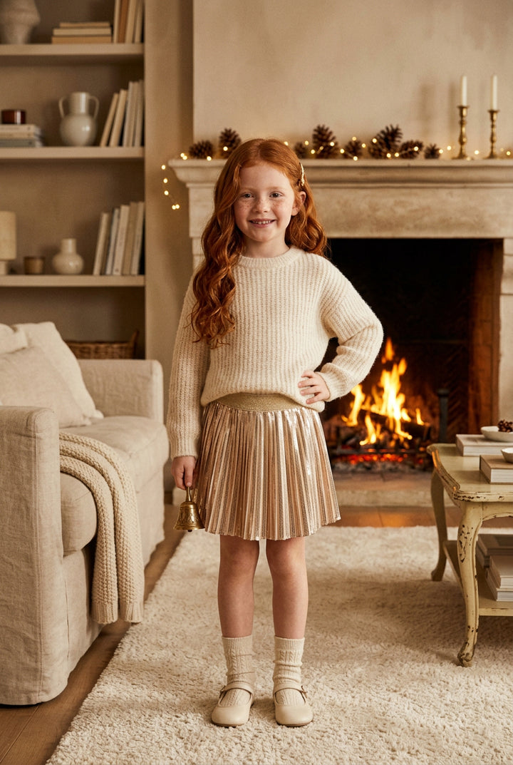 Abel & Lula Girls Pleated Skirt   5579-4   Mazapan