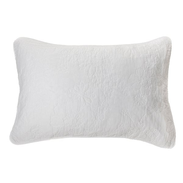 Brunelli Flower White Stitched Quilt Set