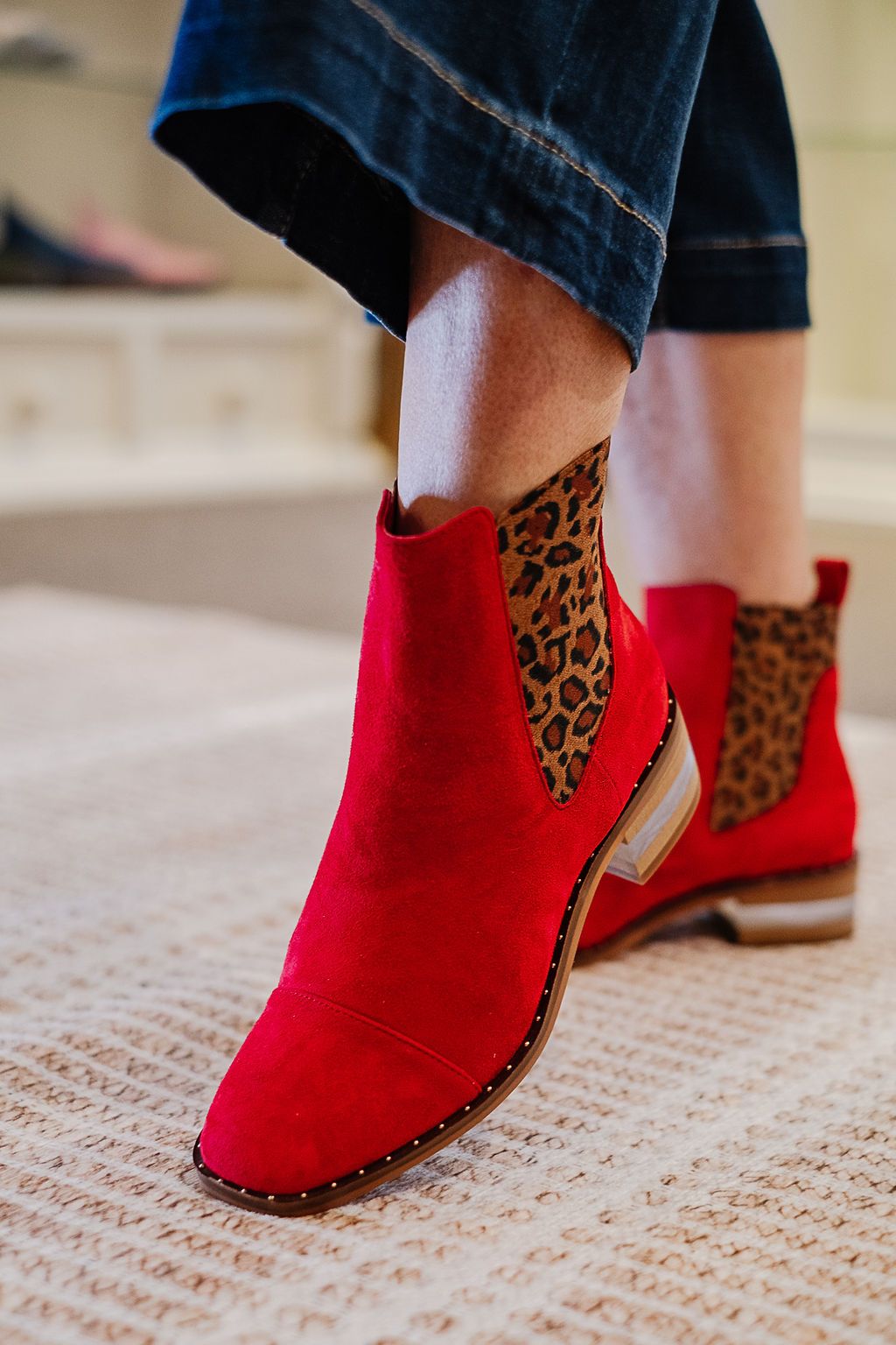 Django & Juliette Forda Chelsea Boot Red Leopard