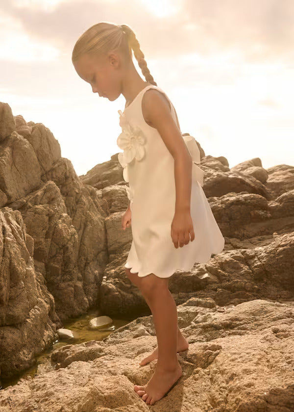 Abel & Lula Girls Crepe Dress With Flower Detail    5055-3    Nata