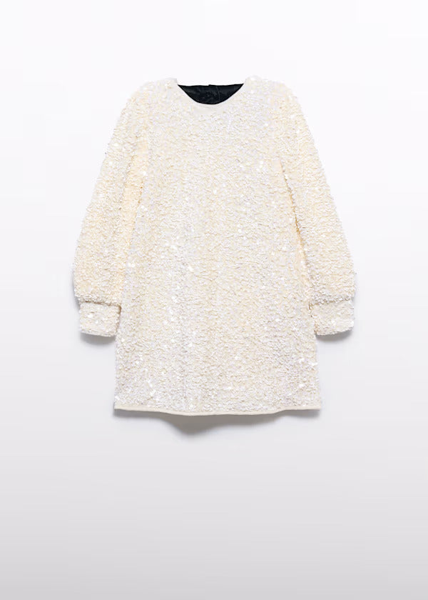 Abel & Lula Girls Velvet & Sequin Dress   5525-3   Crema