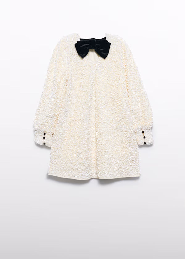 Abel & Lula Girls Velvet & Sequin Dress   5525-3   Crema