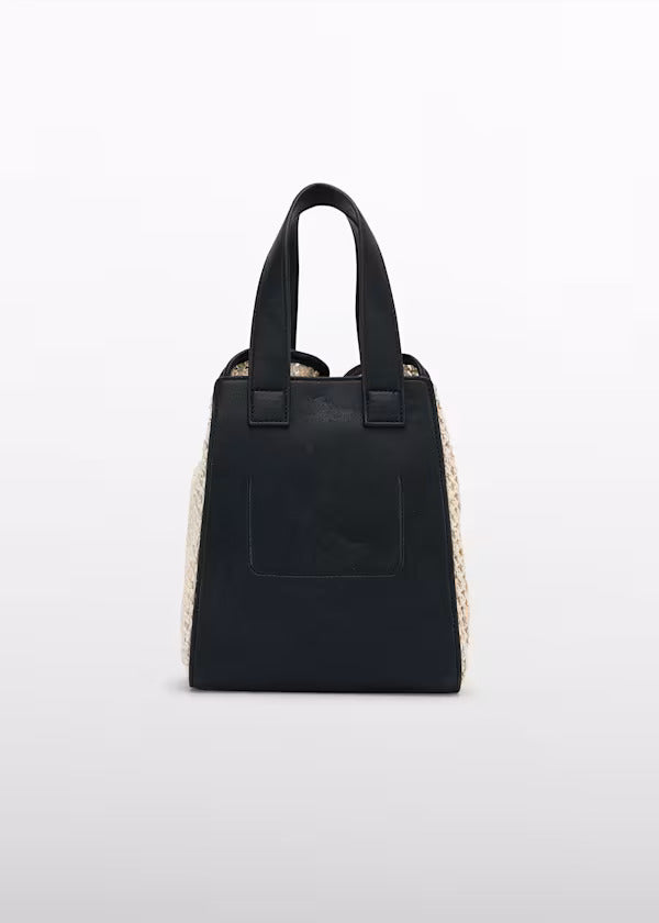 Abel & Lula Girls Raffia Bag With Flower Detail    5485-1     Black
