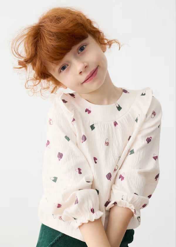 Mayoral Girls Printed Blouse    4147-28   Crd.-Botell