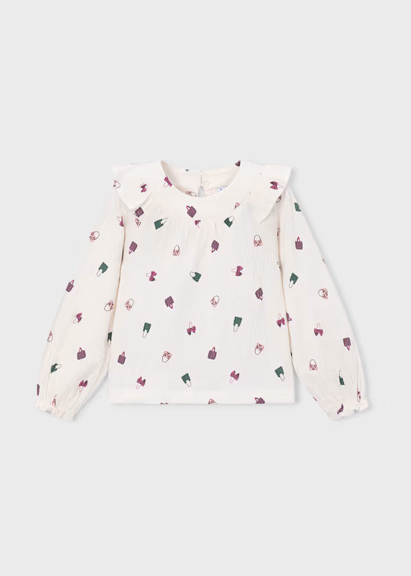Mayoral Girls Printed Blouse    4147-28   Crd.-Botell