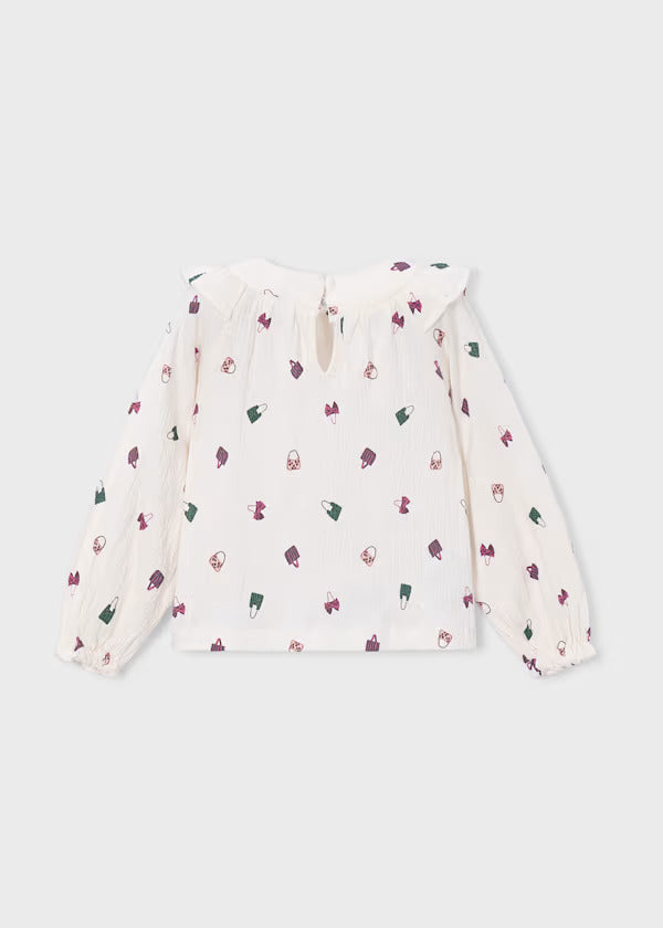 Mayoral Girls Printed Blouse    4147-28   Crd.-Botell