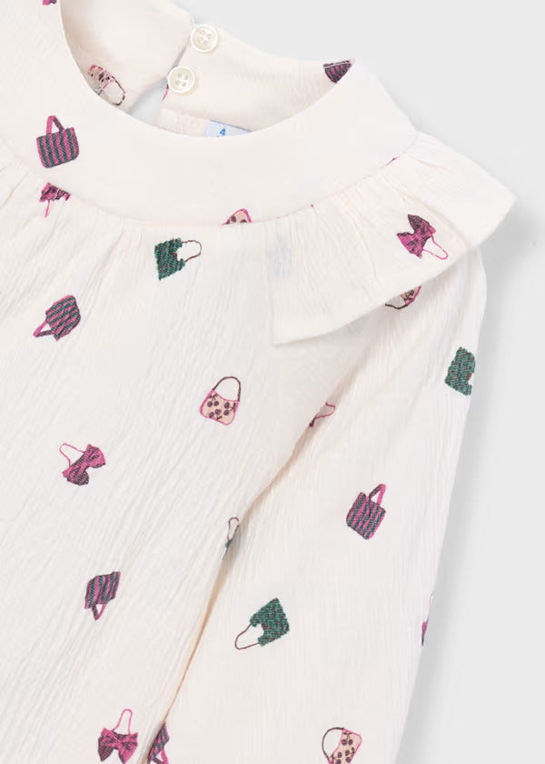 Mayoral Girls Printed Blouse    4147-28   Crd.-Botell