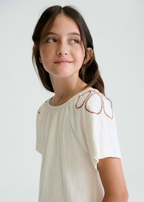 Mayoral Girls Peasant Tee   6006-89   Hueso