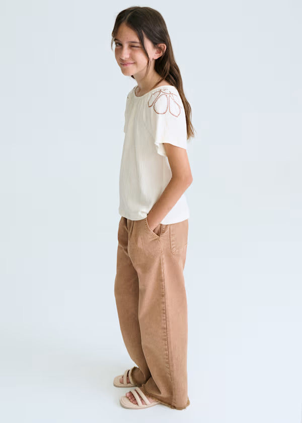 Mayoral Girls Peasant Tee   6006-89   Hueso