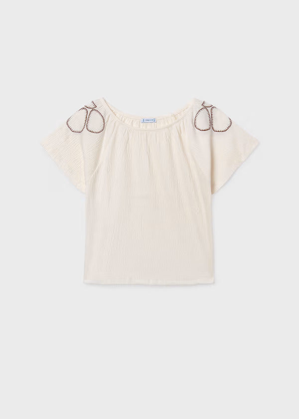 Mayoral Girls Peasant Tee   6006-89   Hueso