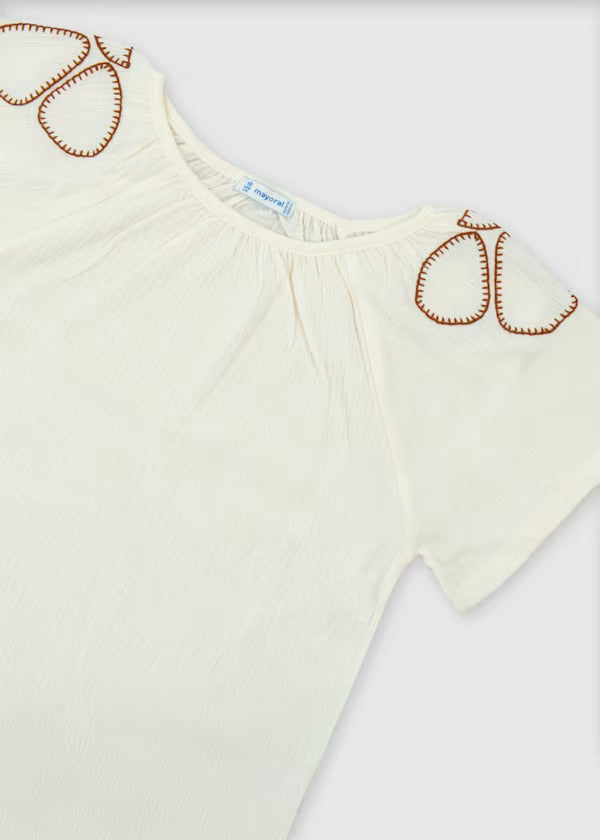 Mayoral Girls Peasant Tee   6006-89   Hueso