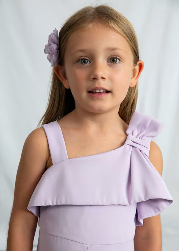 Mayoral Girls Fancy Jumpsuit With Bow Detail   3892-52   Malva