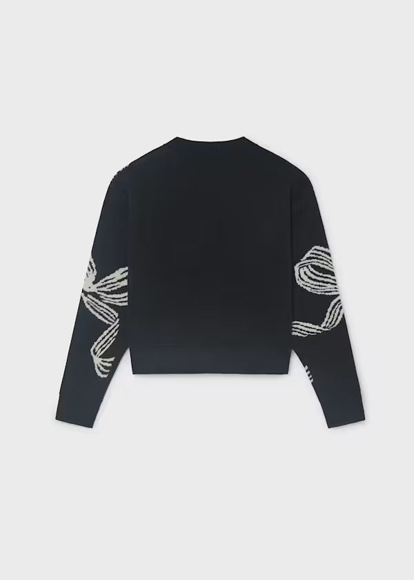 Mayoral Girls Sweater Including A Pretty Bow Detail    7337-20   Black