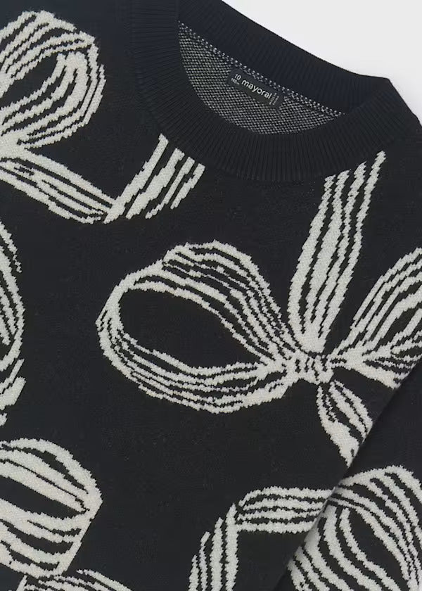 Mayoral Girls Sweater Including A Pretty Bow Detail    7337-20   Black