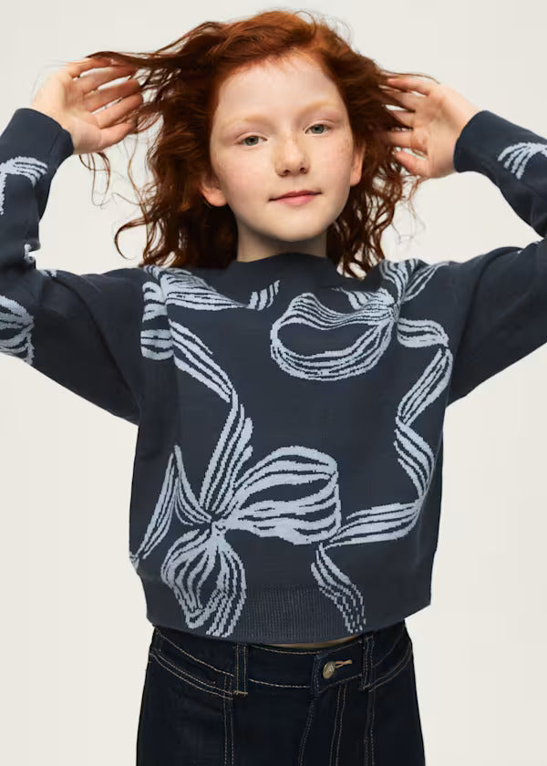 Mayoral Girls Sweater Including A Pretty Bow Detail    7337-19   Tinta
