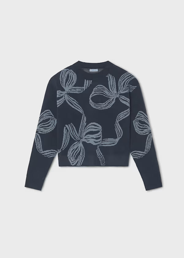 Mayoral Girls Sweater Including A Pretty Bow Detail    7337-19   Tinta