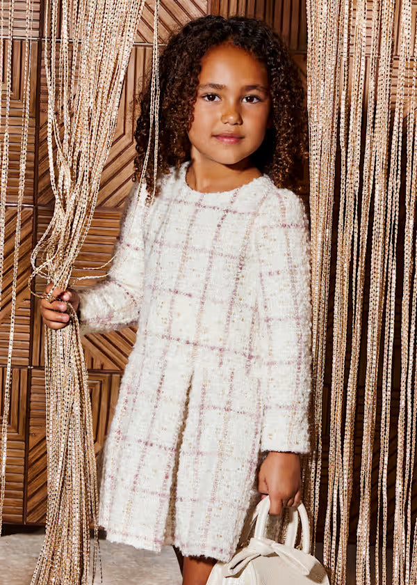Able & Lula Plaid Tweed Dress   5587-9   Marfil