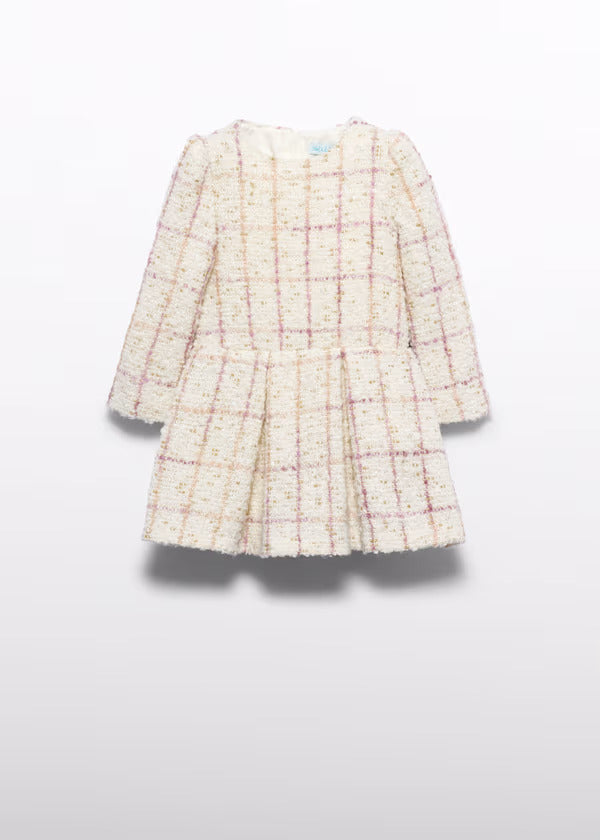 Able & Lula Plaid Tweed Dress   5587-9   Marfil