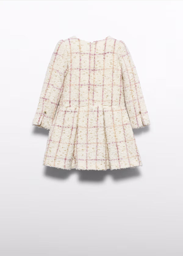 Able & Lula Plaid Tweed Dress   5587-9   Marfil
