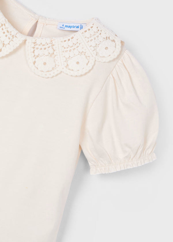 Mayoral Girls Shirt Sleeve Tee   3055-19   Hueso