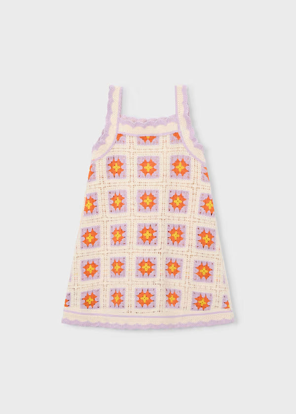 Mayoral Girls Crochet Dress   3935-67   Hueso