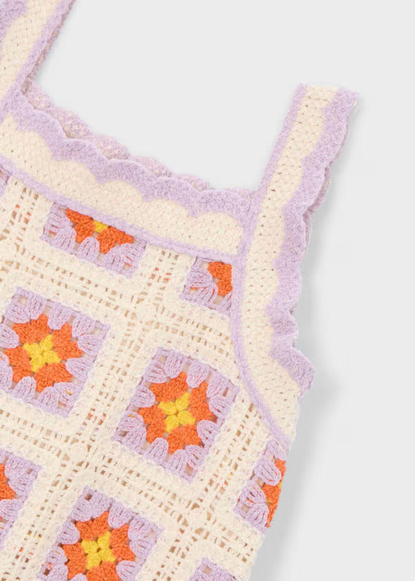 Mayoral Girls Crochet Dress   3935-67   Hueso