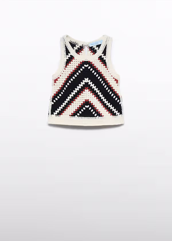 Abel & Lula Girls Crochet Top   5173-6   Crema/Black