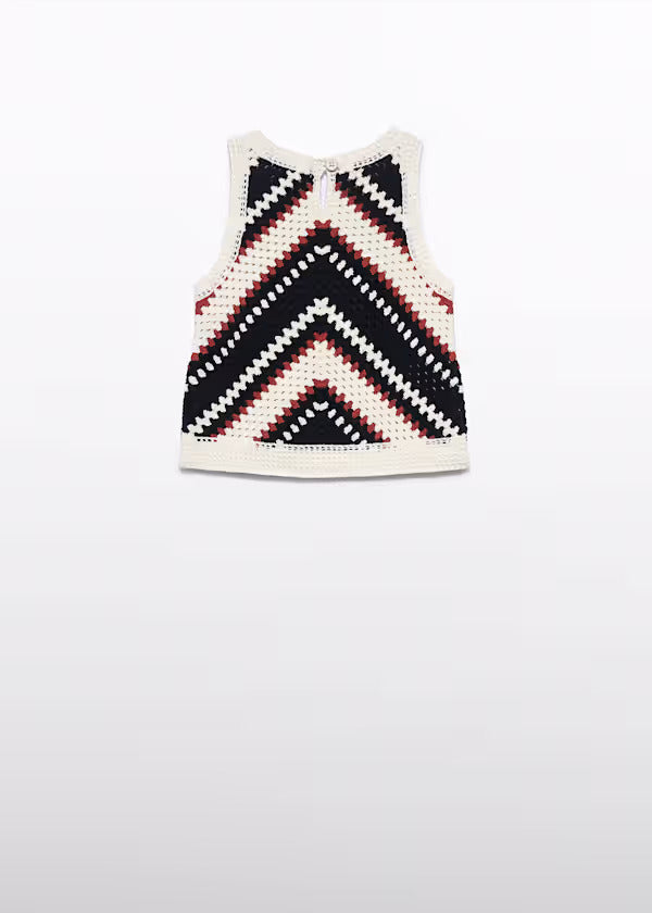 Abel & Lula Girls Crochet Top   5173-6   Crema/Black