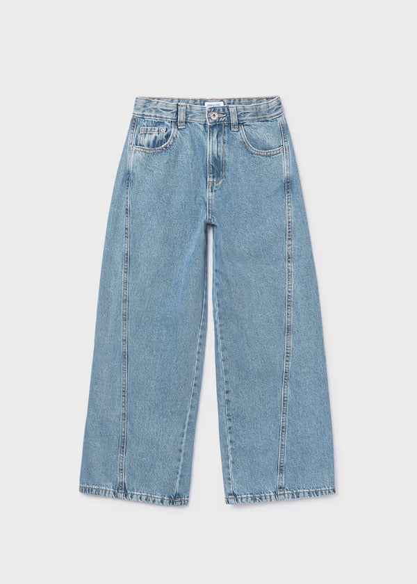 Mayoral Girls Denim Wide Leg Pants   6552-15   Medio