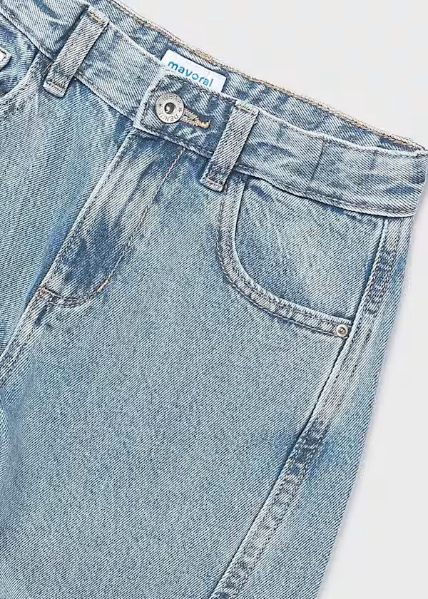 Mayoral Girls Denim Wide Leg Pants   6552-15   Medio