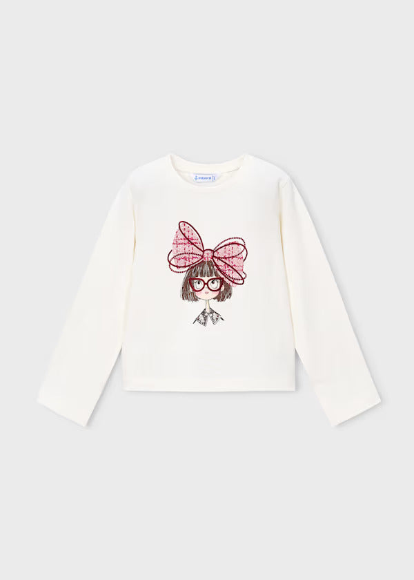 Mayoral Girls Long Sleeve Tee   4034-26   Crd-Cuarzo