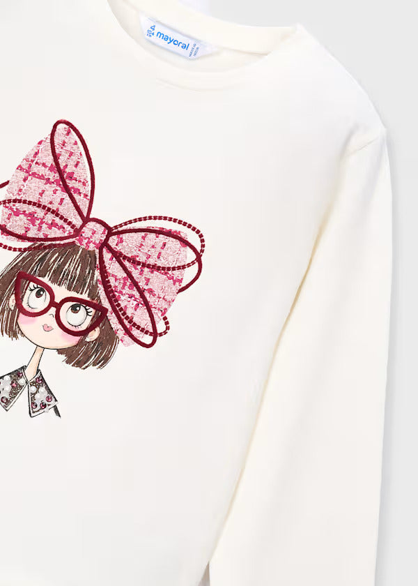 Mayoral Girls Long Sleeve Tee   4034-26   Crd-Cuarzo
