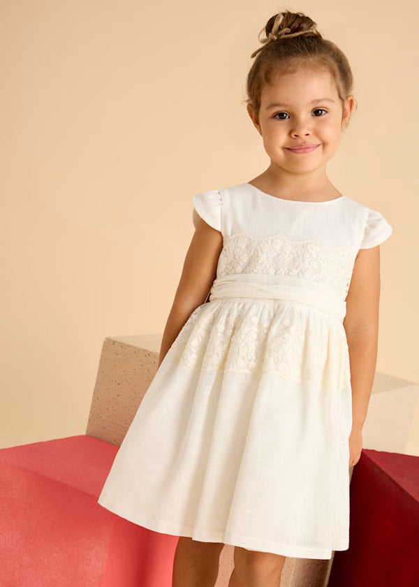 Mayoral Girls Dress With Lace Detail  3911-51  Crudo
