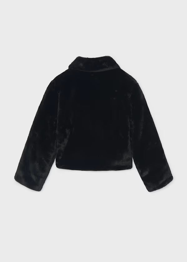 Mayoral Girls Faux Fur Jacket   7401-41   Black