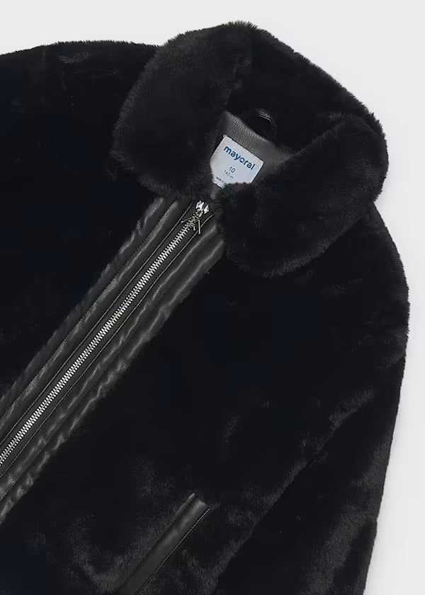 Mayoral Girls Faux Fur Jacket   7401-41   Black