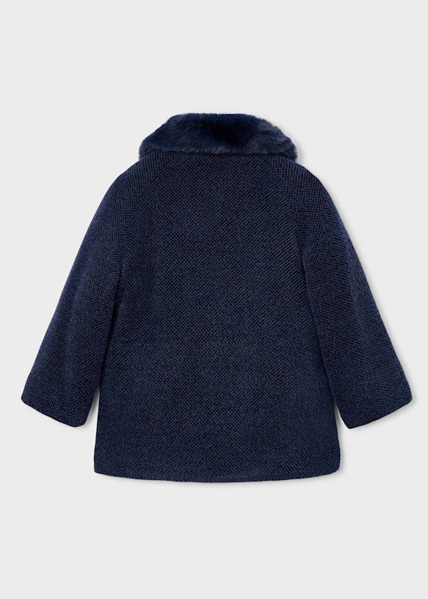 Mayoral Girls Coat With Faux Fur Collar   4438-45   Marino **