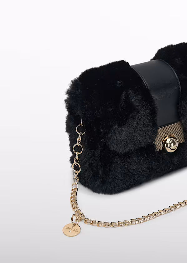Abel & Lula Girls Faux Fur Handbag   5931-96   Black