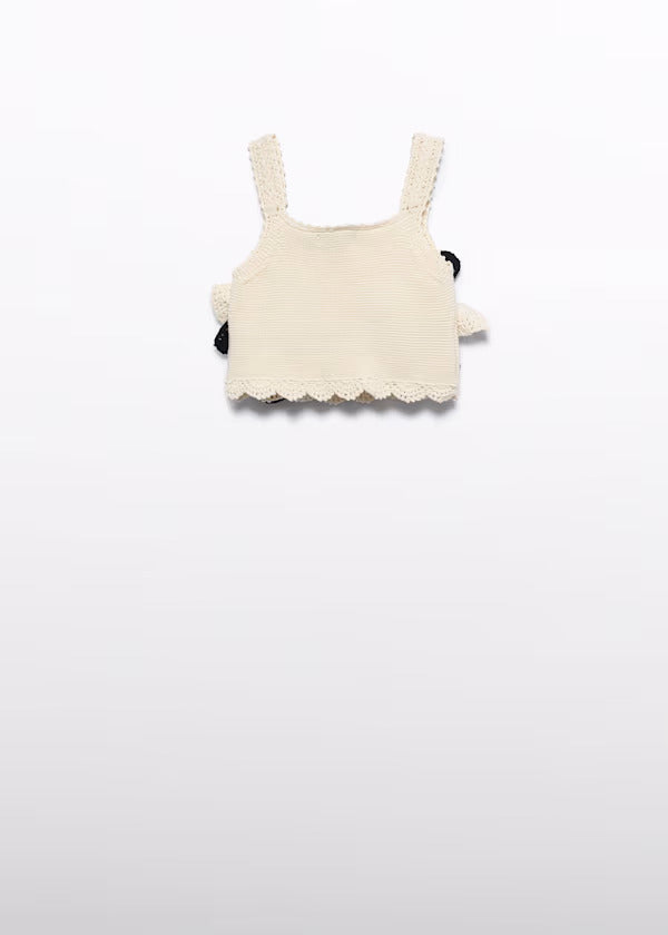 Abel & Lula Girls Crochet Flower Top   5172-4   Crema